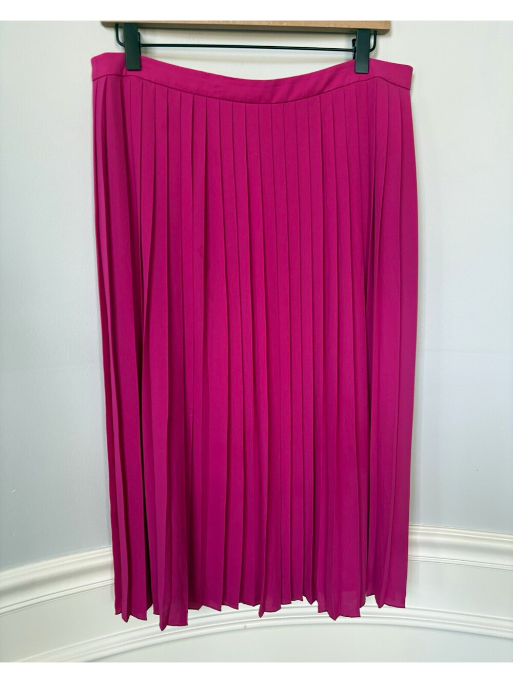J.CREW Pink Pleated Midi Skirt - Chiffon Polyester Lined Zip - Women's 12